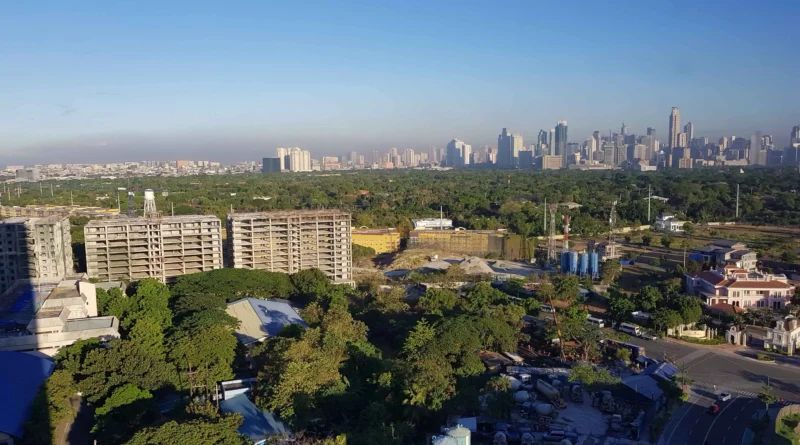 Aerial view of luxury residential buildings in Gurgaon, India.